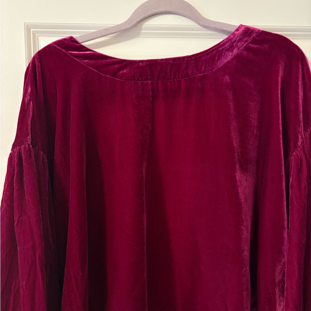Free People Velvet Balloon-Sleeve Top in Magenta - Picture 5 of 8